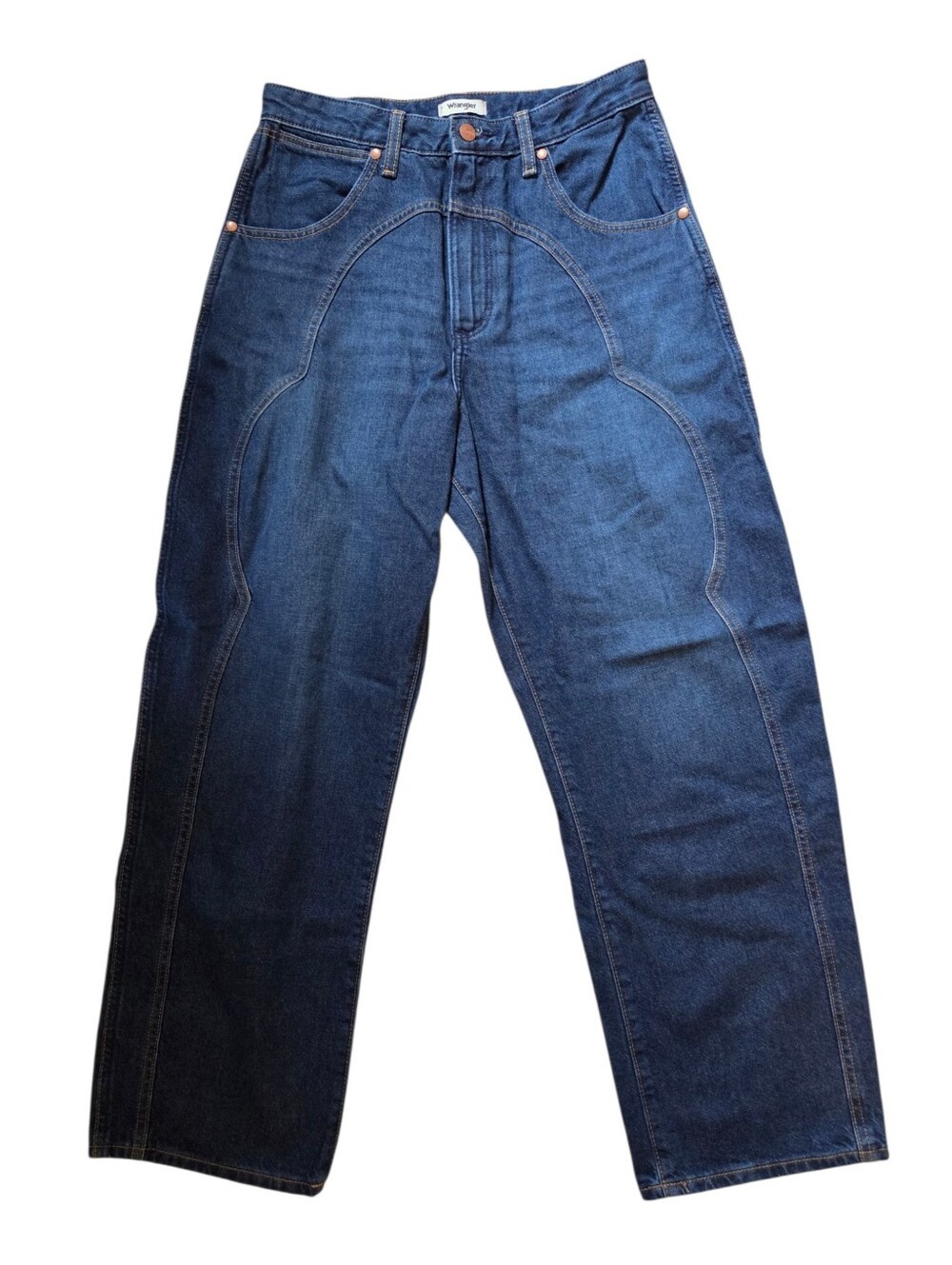 Wrangler 30 x 28 Curved Seam Barrel Leg Wide Jeans High Rise Western Cowboy